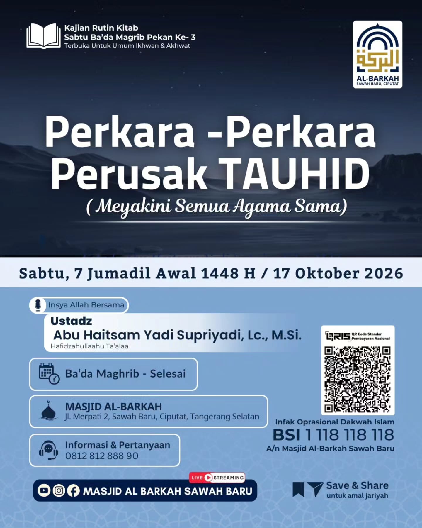 Poster asli dari @masjidalbarkah_sawahbaru