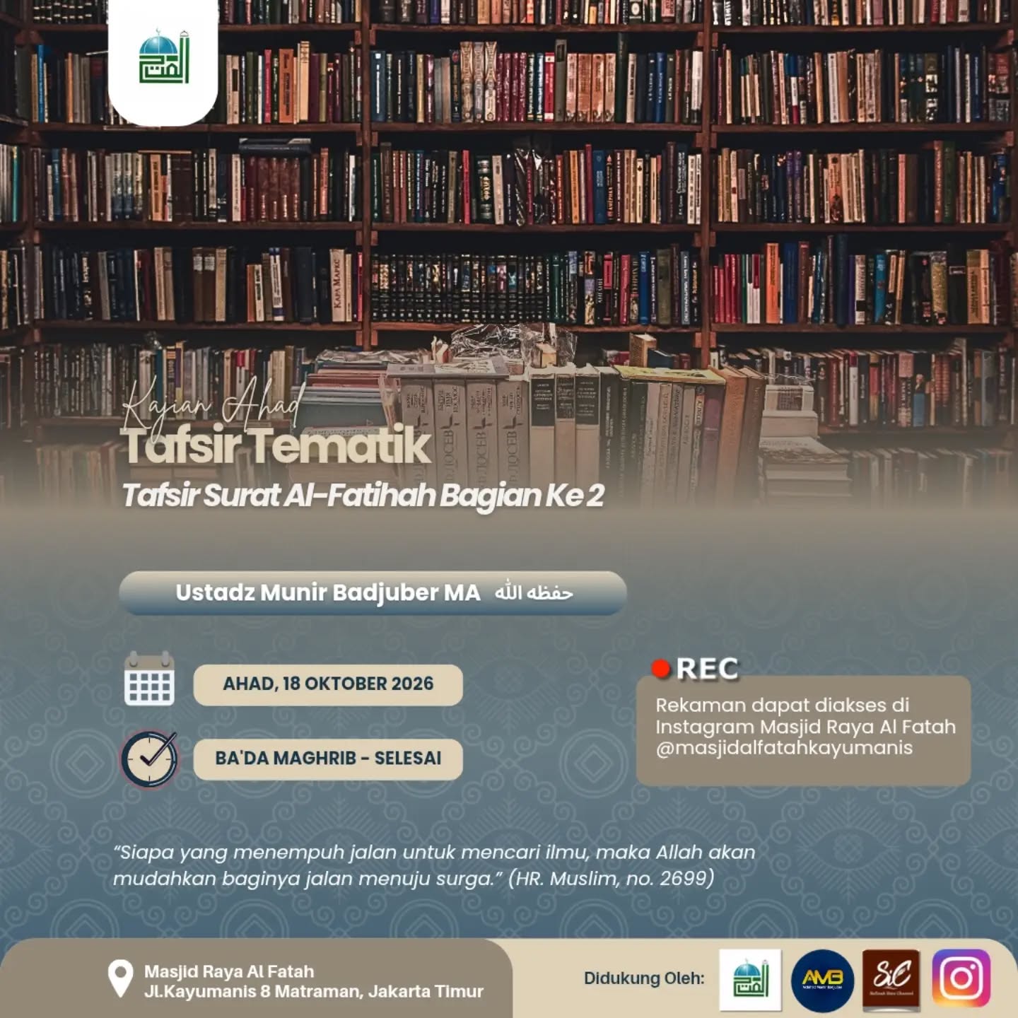 Poster asli dari @masjidalfatahkayumanis