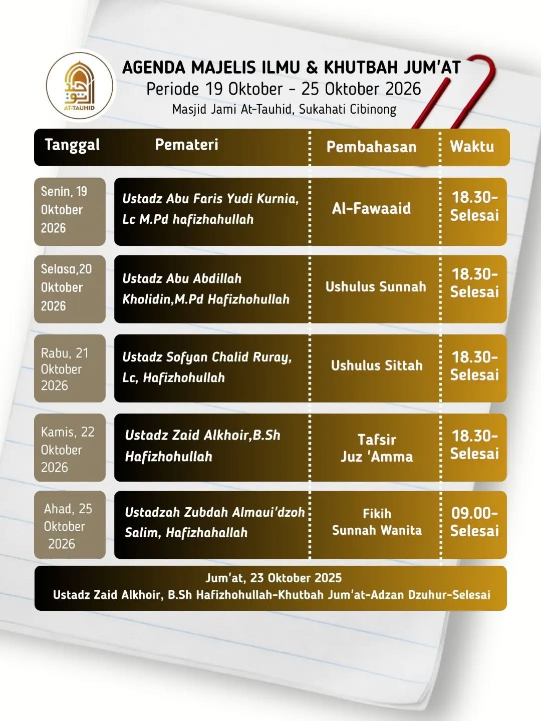 Poster asli dari @masjid.attauhid1