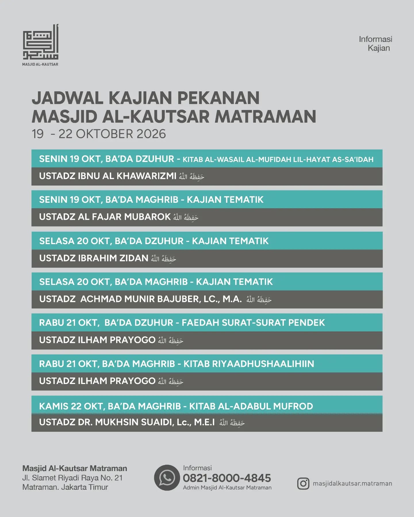 Poster asli dari @masjidalkautsar.matraman
