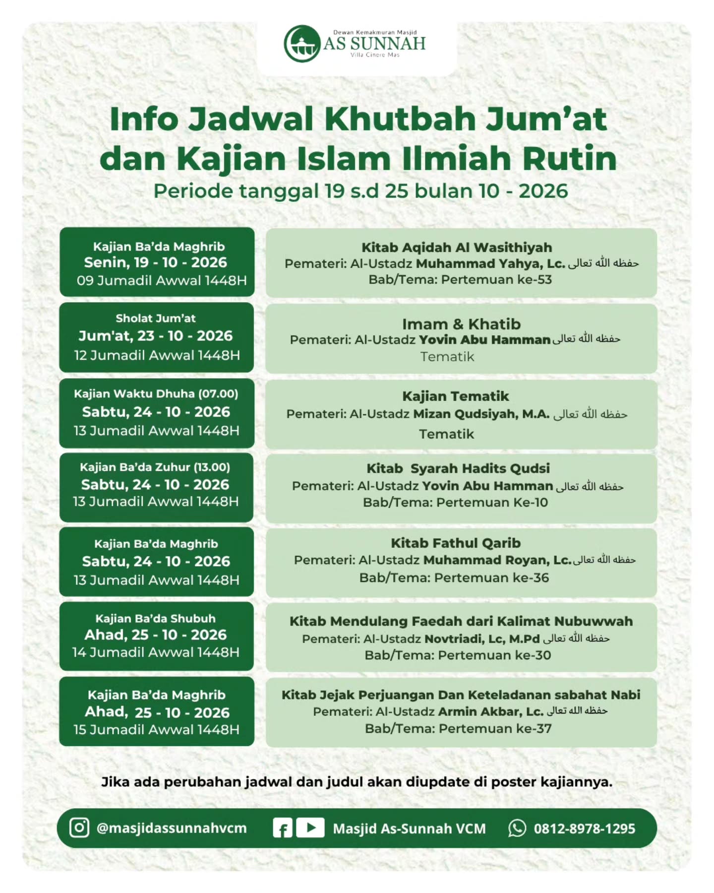 Poster asli dari @masjidassunnahvcm