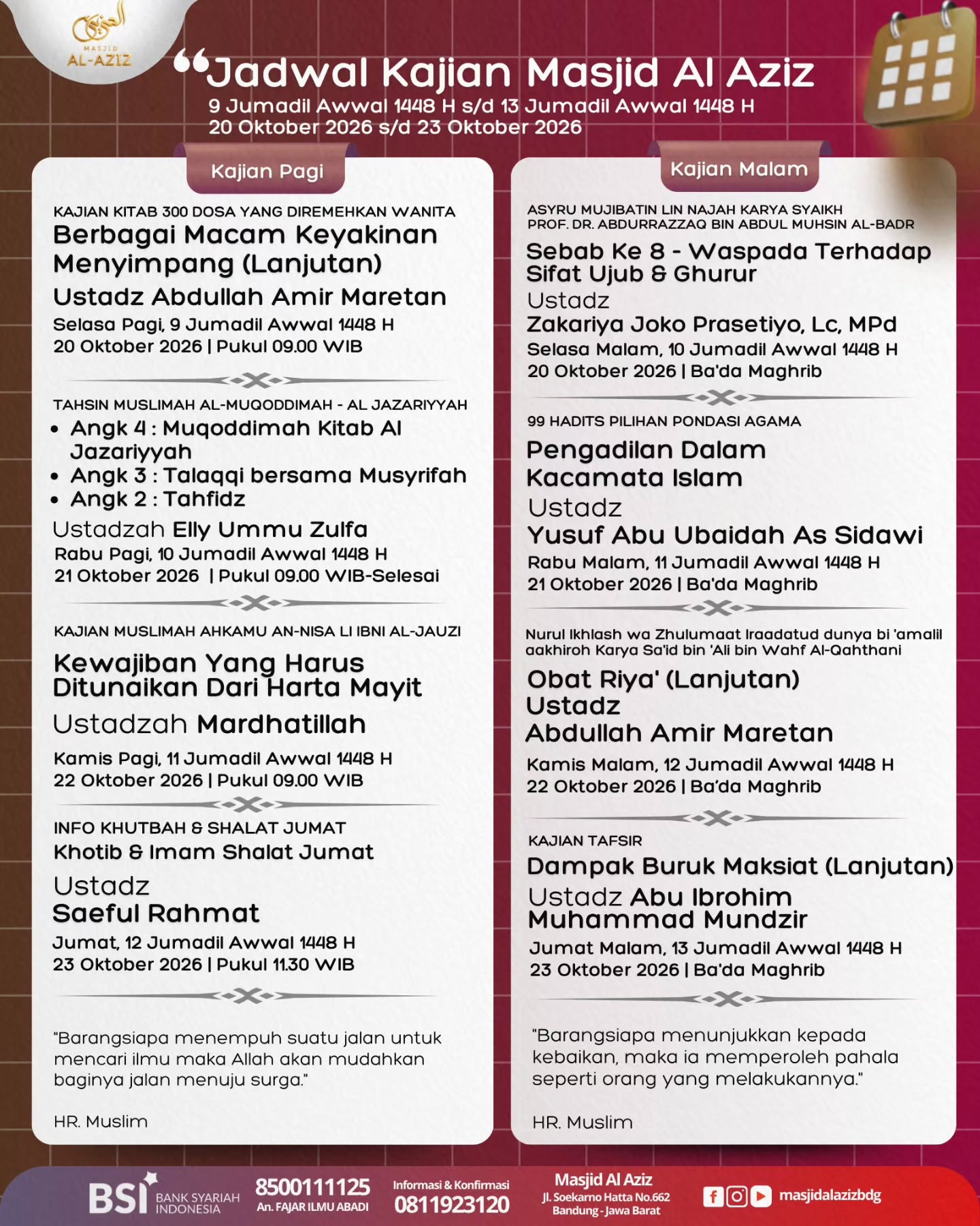 Poster asli dari @masjidalazizbdg