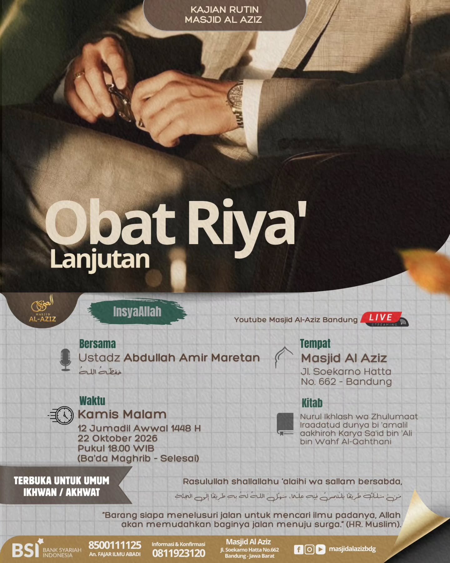 Poster asli dari @masjidalazizbdg
