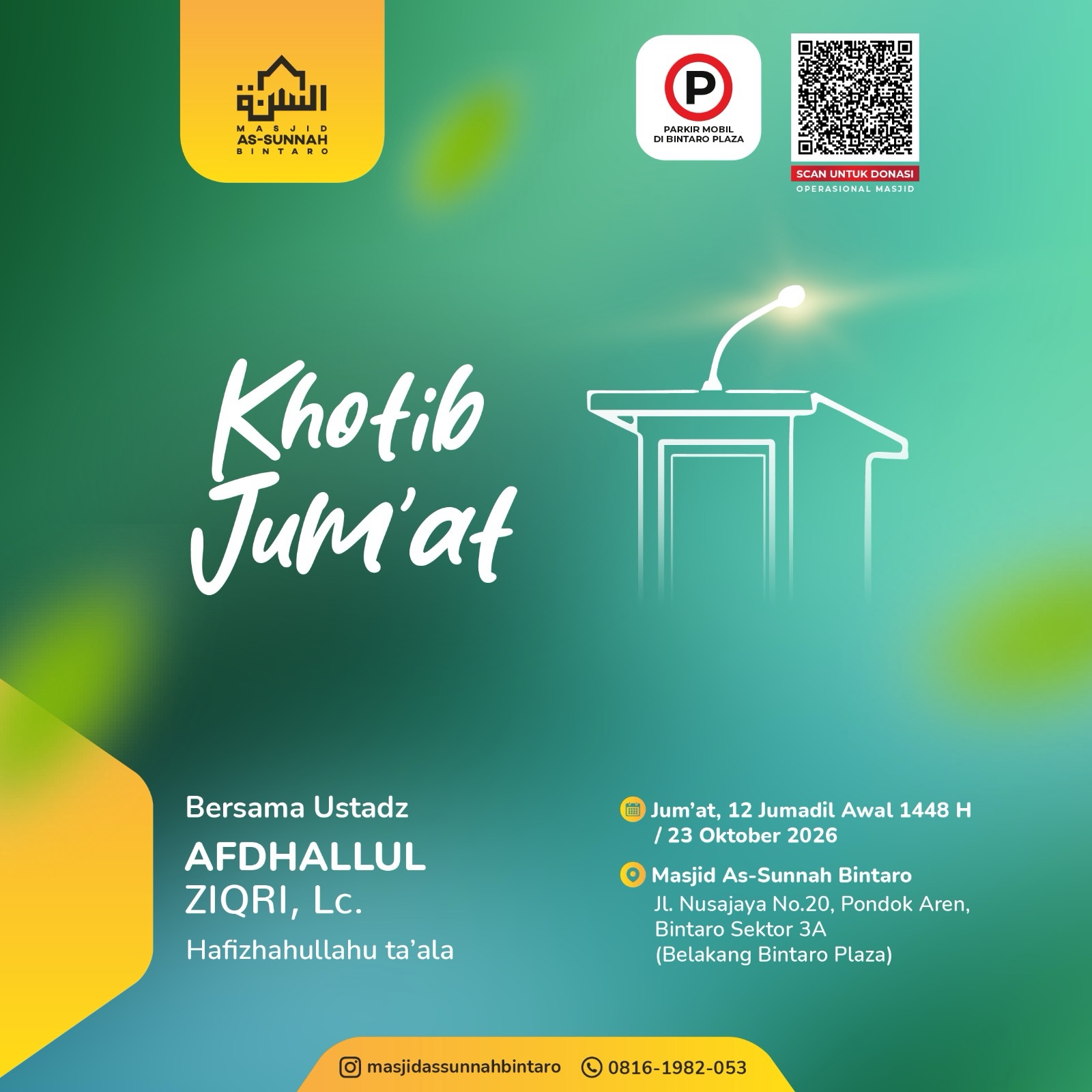 Poster asli dari @masjidassunnahbintaro
