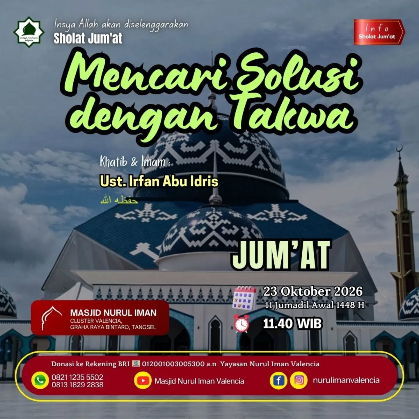 Poster asli dari @masjidnurulimanvalencia