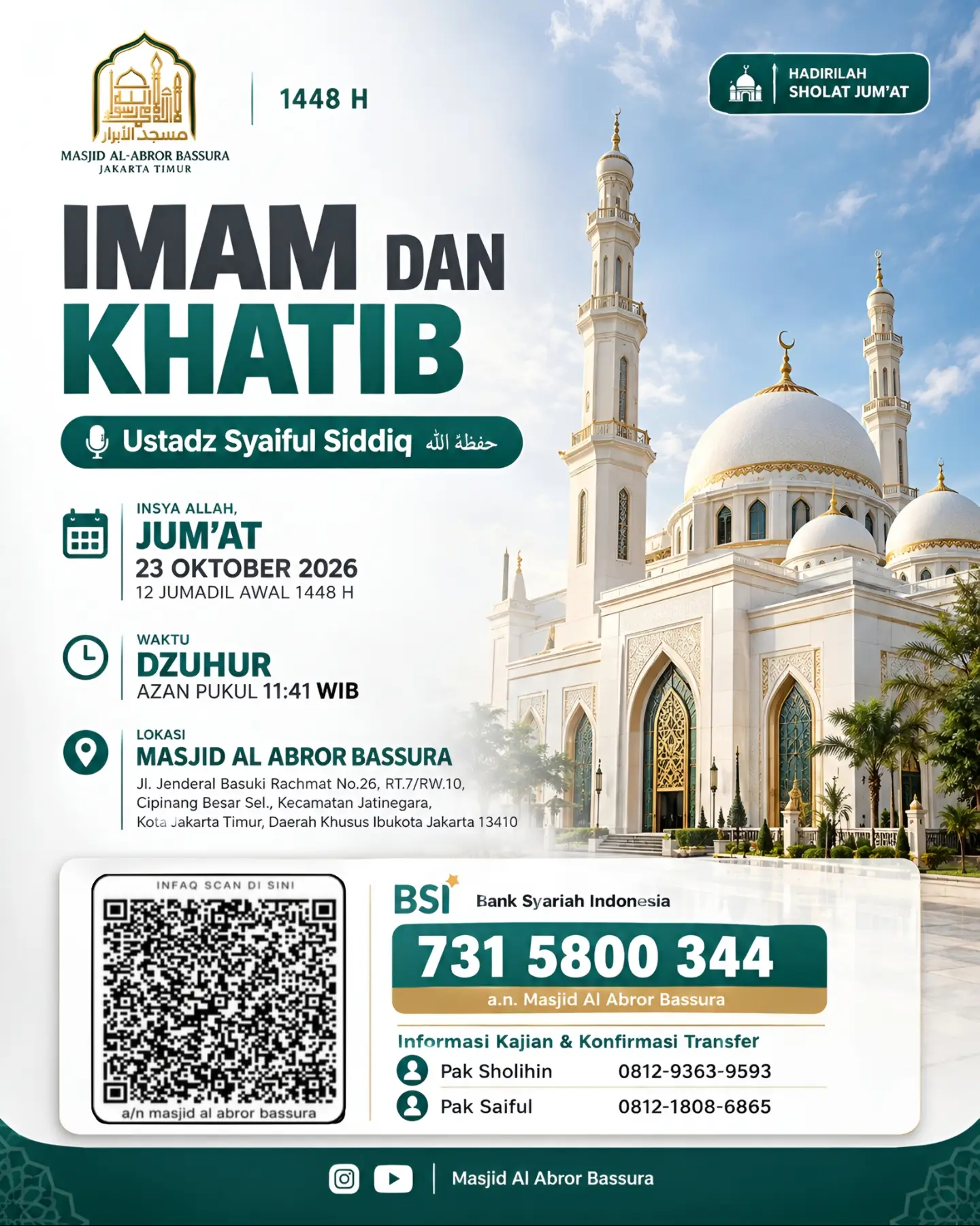 Poster asli dari @masjidalabrorbassura