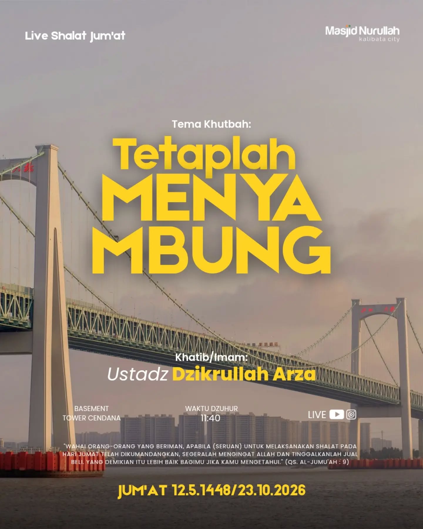 Poster asli dari @masjidnurullahkalibatacity