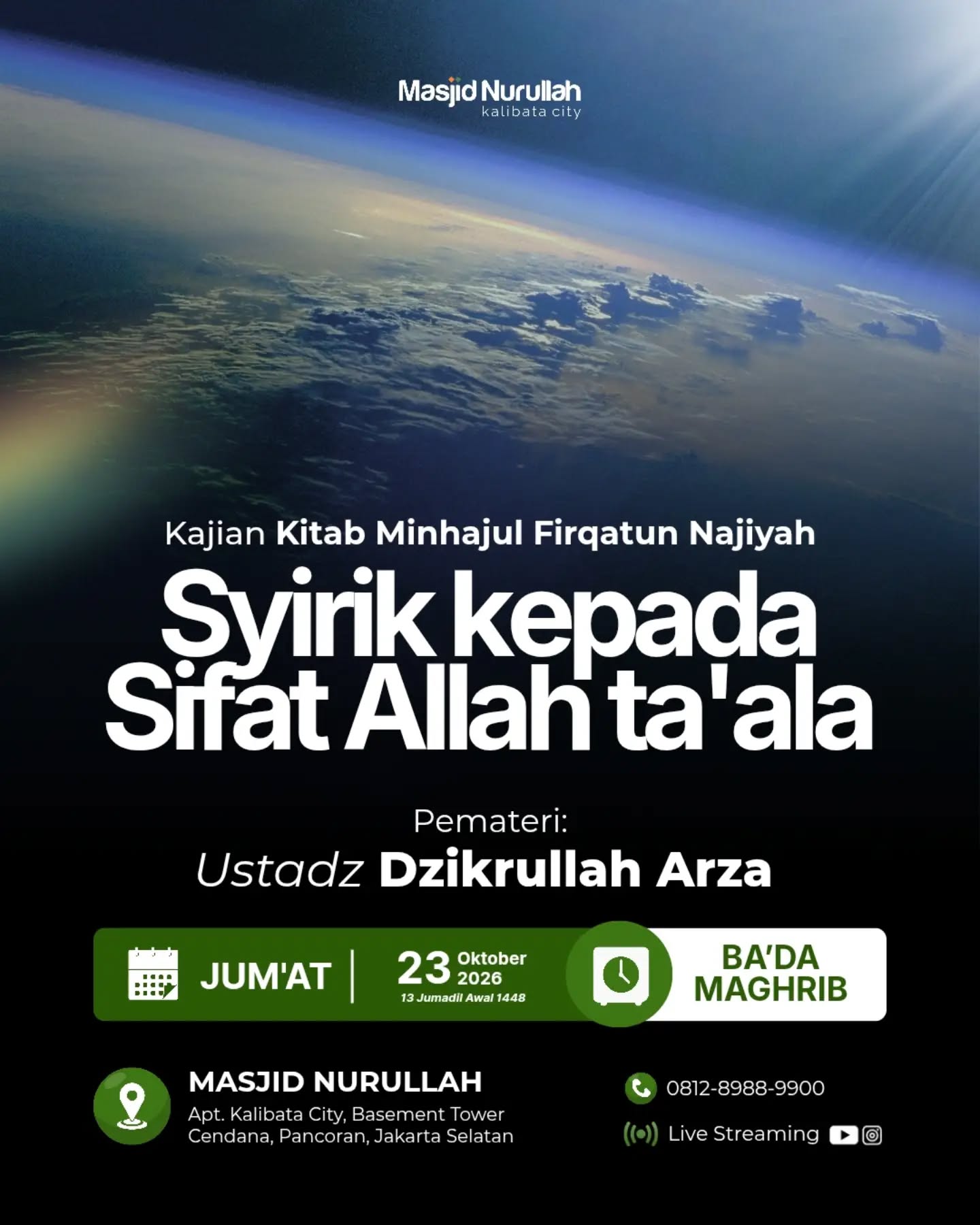Poster asli dari @masjidnurullahkalibatacity