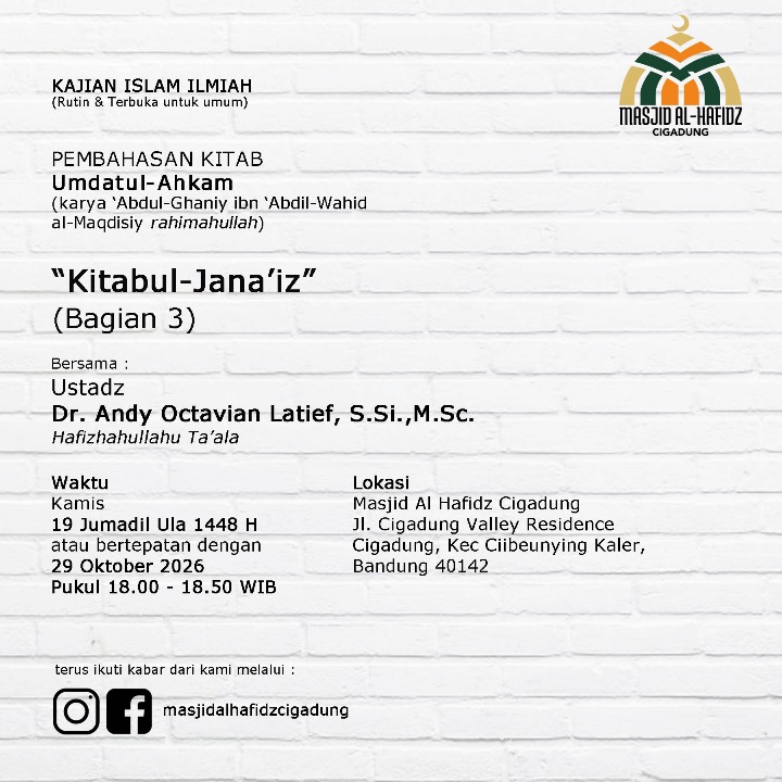 Poster asli dari @masjidalhafidzcigadung