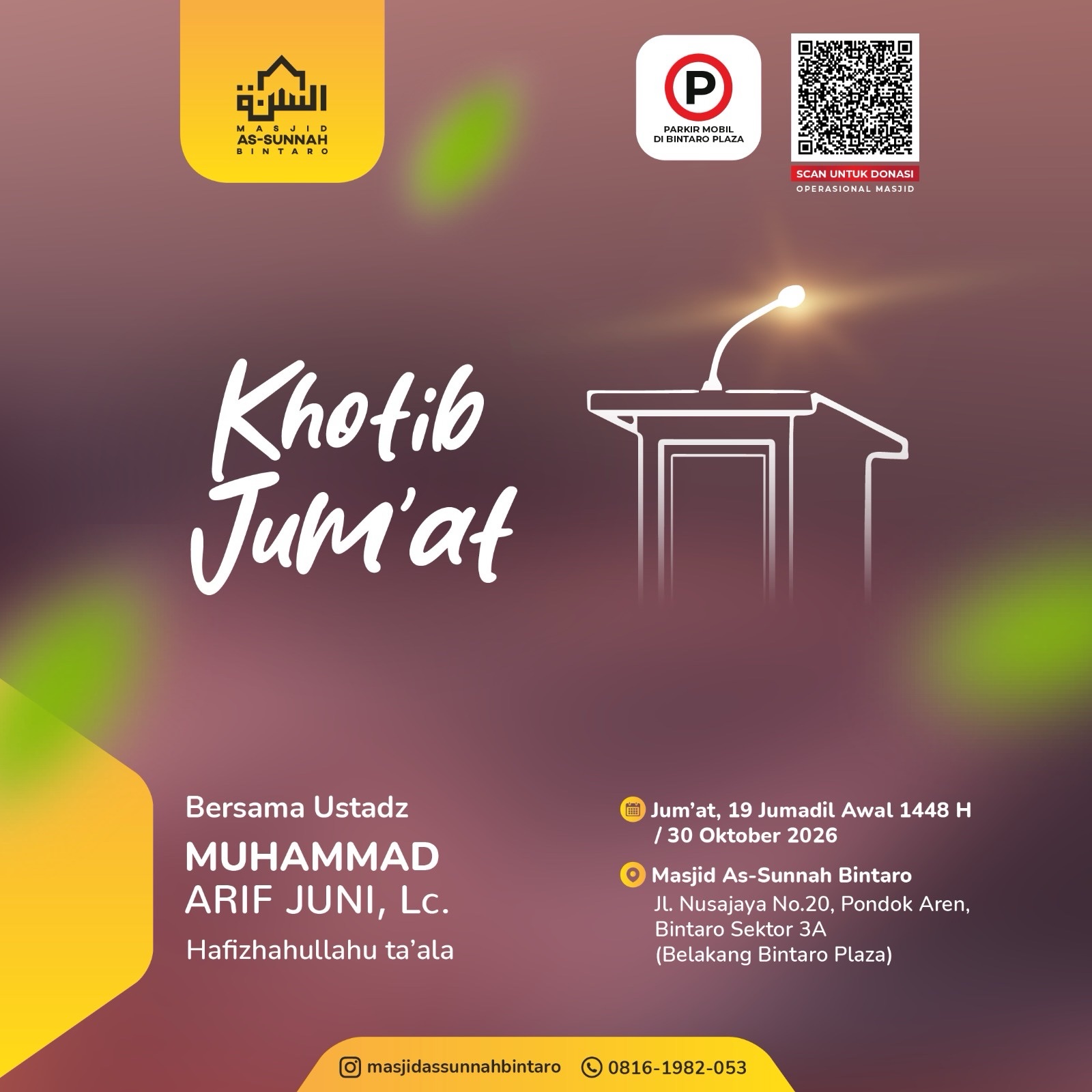 Poster asli dari @masjidassunnahbintaro