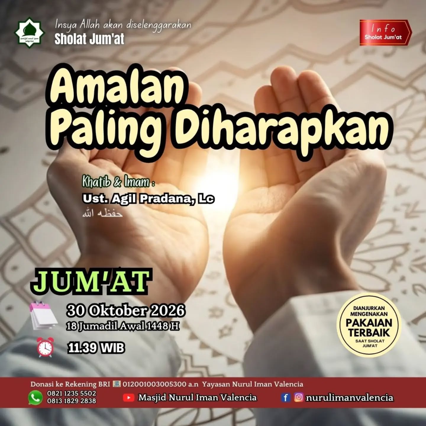 Poster asli dari @masjidnurulimanvalencia