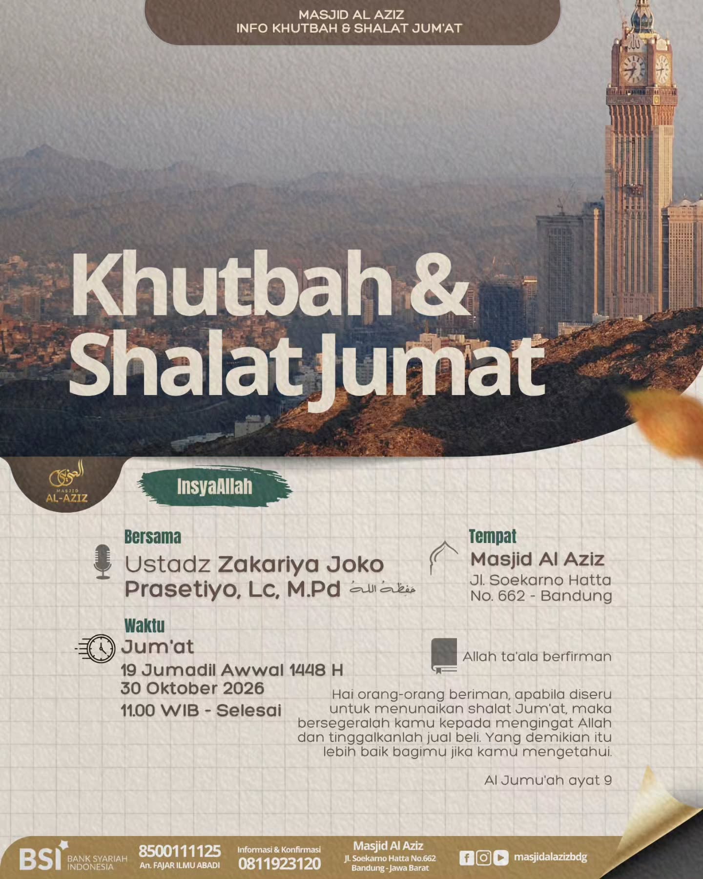 Poster asli dari @masjidalazizbdg