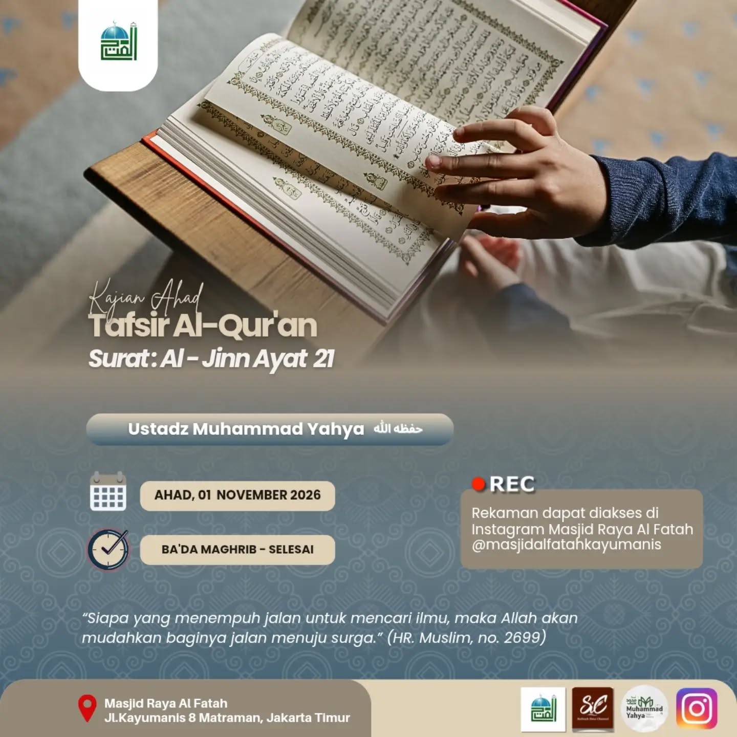 Poster asli dari @masjidalfatahkayumanis