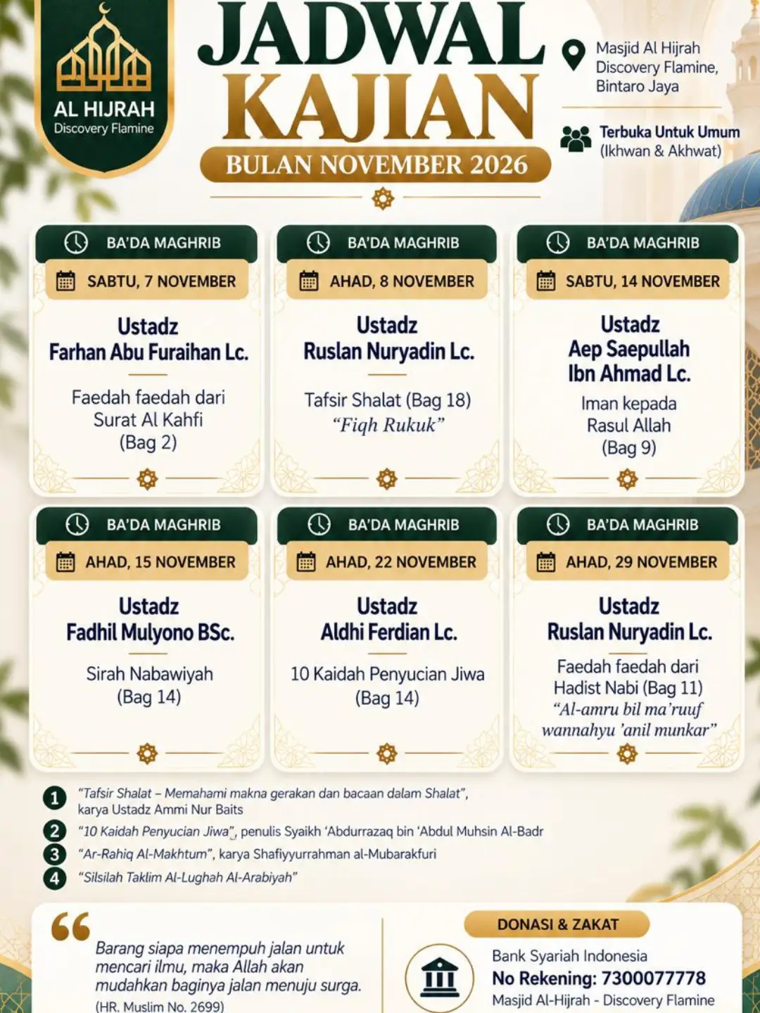 Poster asli dari @masjid.alhijrahflamine