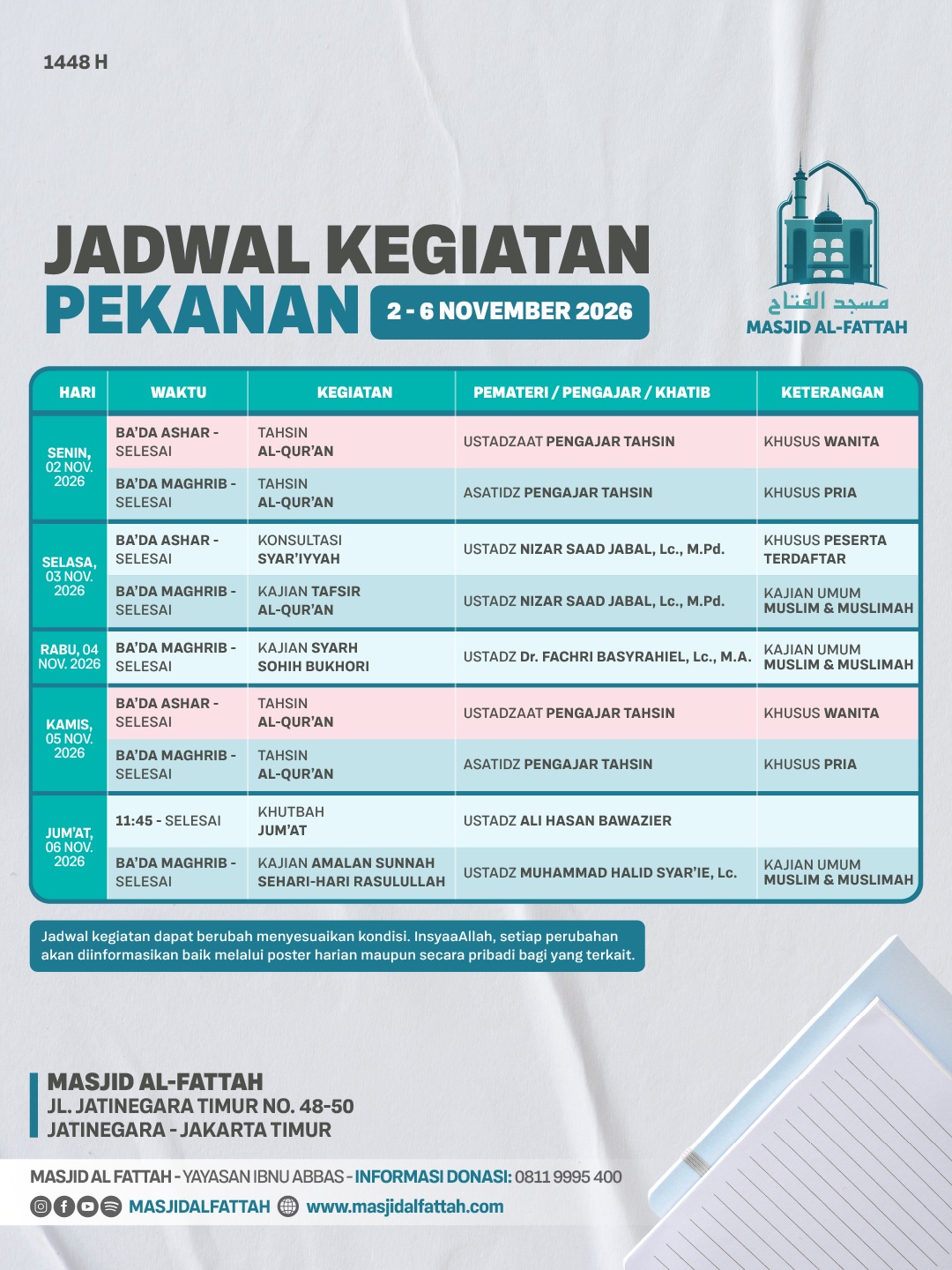Poster asli dari @masjidalfattah