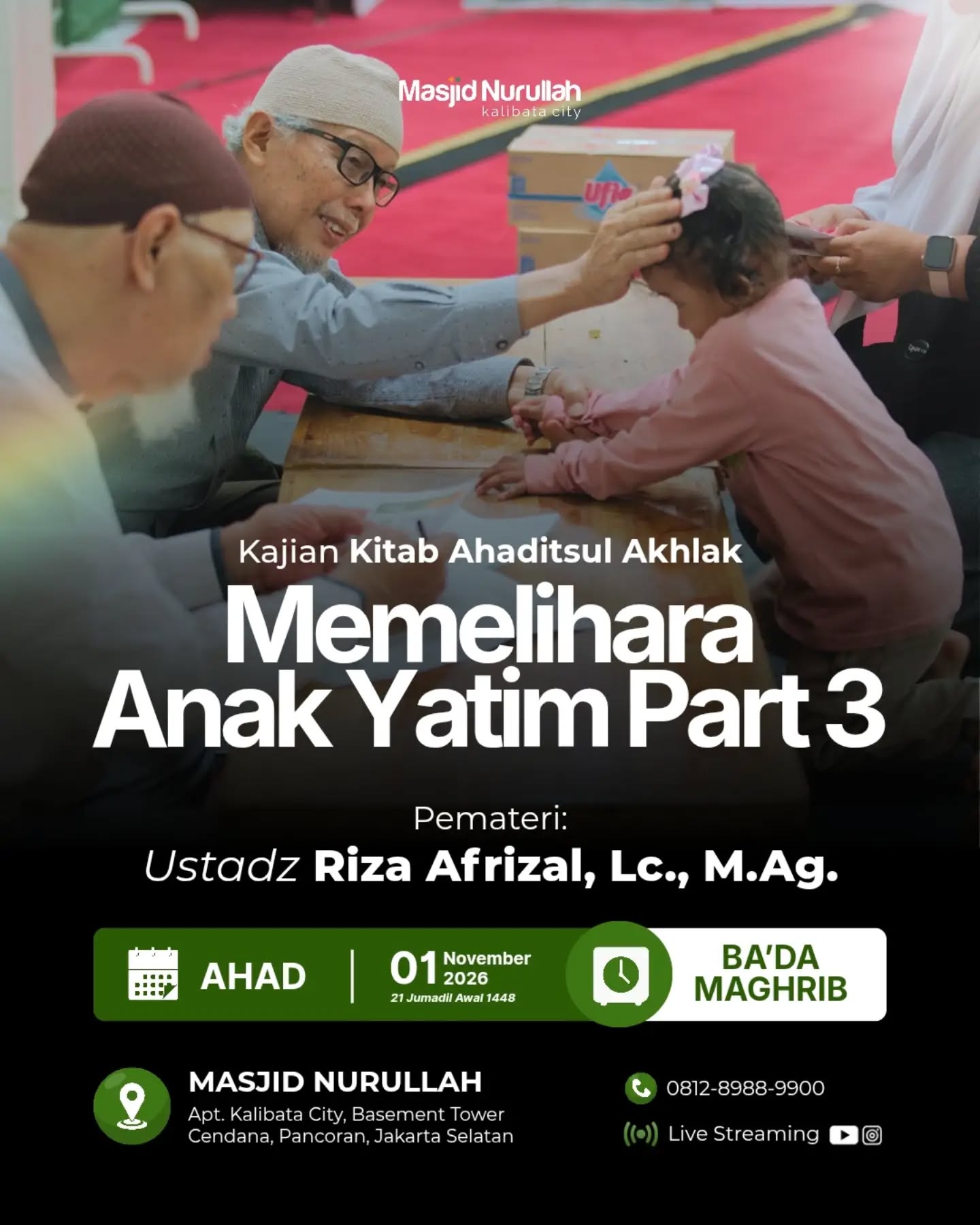 Poster asli dari @masjidnurullahkalibatacity