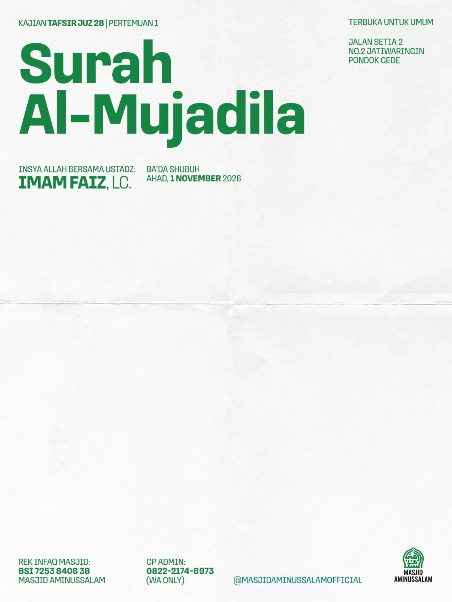 Poster asli dari @masjidaminussalamofficial